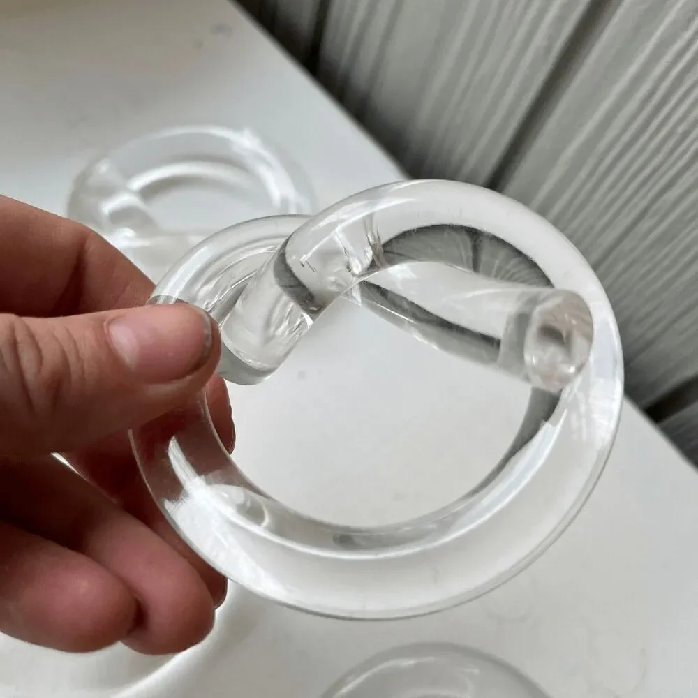 Dorothy Thorpe Lucite Napkin Rings – Set of 8 Pretzel Knot Vintage MCM
